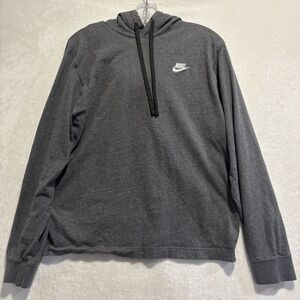 Nike Sportswear Club Men's Medium Jersey Pullover Hoodie Gray Swoosh Spellout